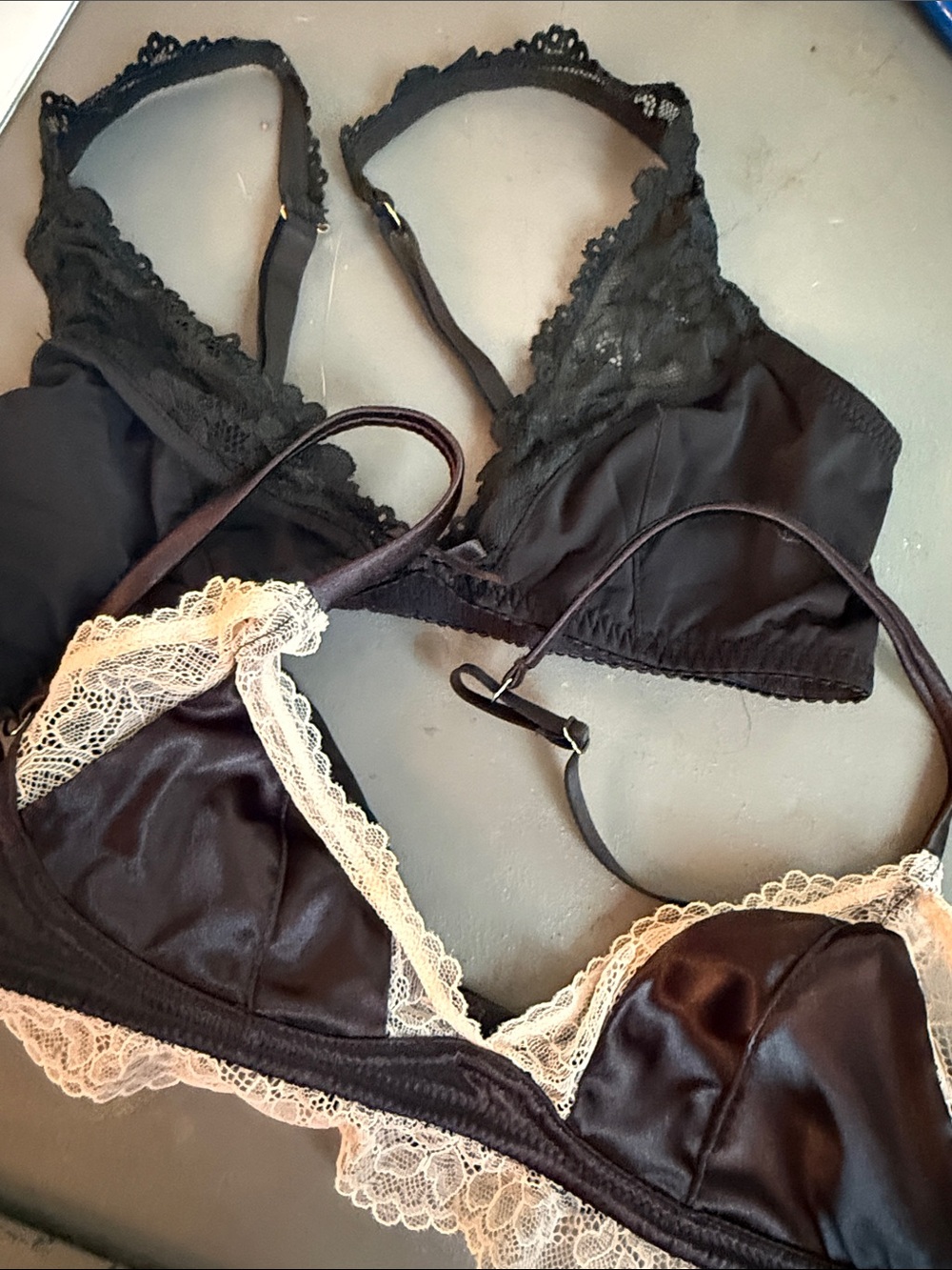 2 Black Lace-Trim Bralette Set - Women Intimates